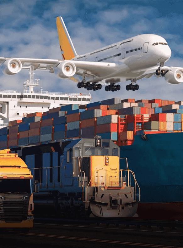 Multimodal Freight — Integrated multimodal transport combining sea, air, rail, and road for the most efficient door-to-door delivery.